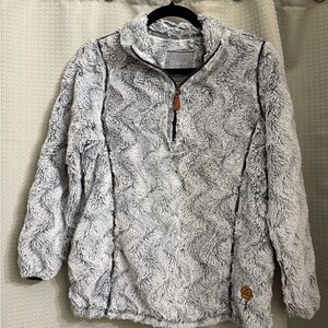 Simply Southern Fuzzy Gray Quarter-Zip Jacket size small